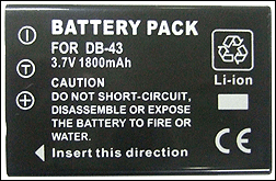 Bateria Recarregvel DB-43 para Cmera Digital com GPS Ricoh 500SE